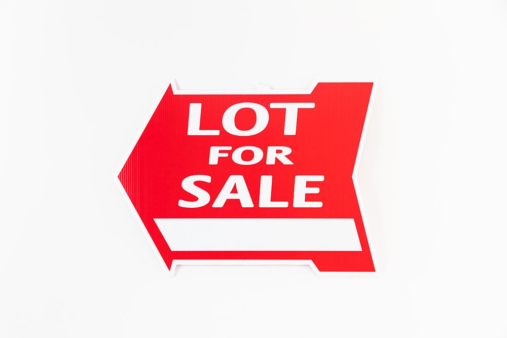 LOT FOR SALE SIGN - ARROW SHAPE - RED