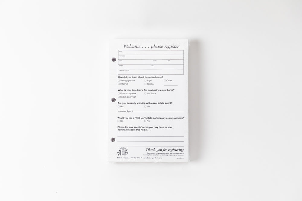 SMALL OPEN HOUSE GUEST REGISTER - REFILL PAGES