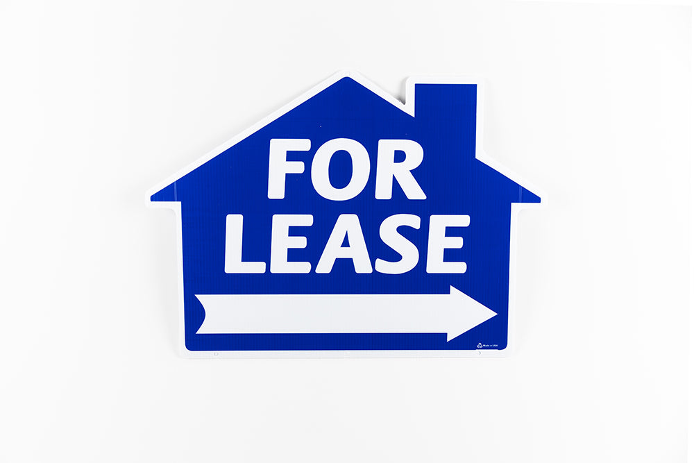 FOR LEASE SIGN - HOUSE SHAPE - BLUE