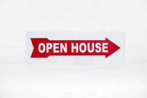 OPEN HOUSE DIRECTIONAL ARROW SIGN - 6X18 - RED