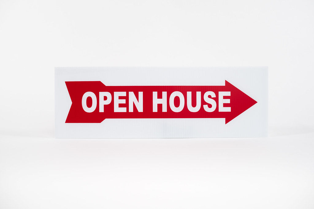 OPEN HOUSE DIRECTIONAL ARROW SIGN - 6X18 - RED