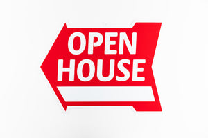 OPEN HOUSE SIGN - ARROW SHAPE - RED