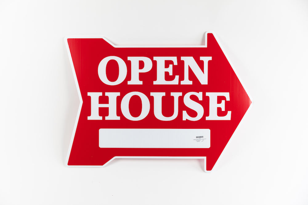 OPEN HOUSE SIGN - EXTRA LARGE ARROW SHAPE - RED